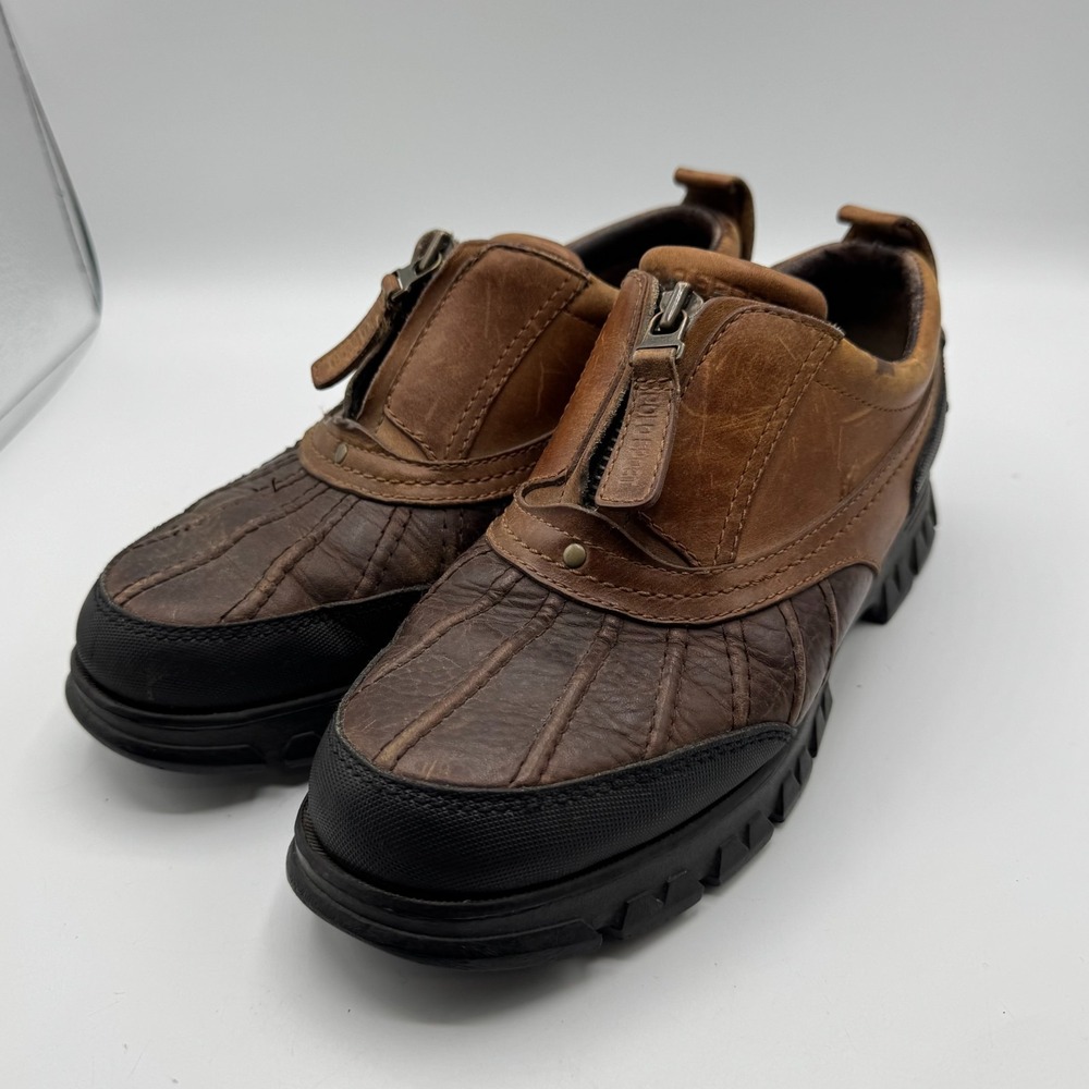 Polo Ralph Lauren Sport Kewzip Duck Shoes Women 7.5 B Brown Colorblock Leather